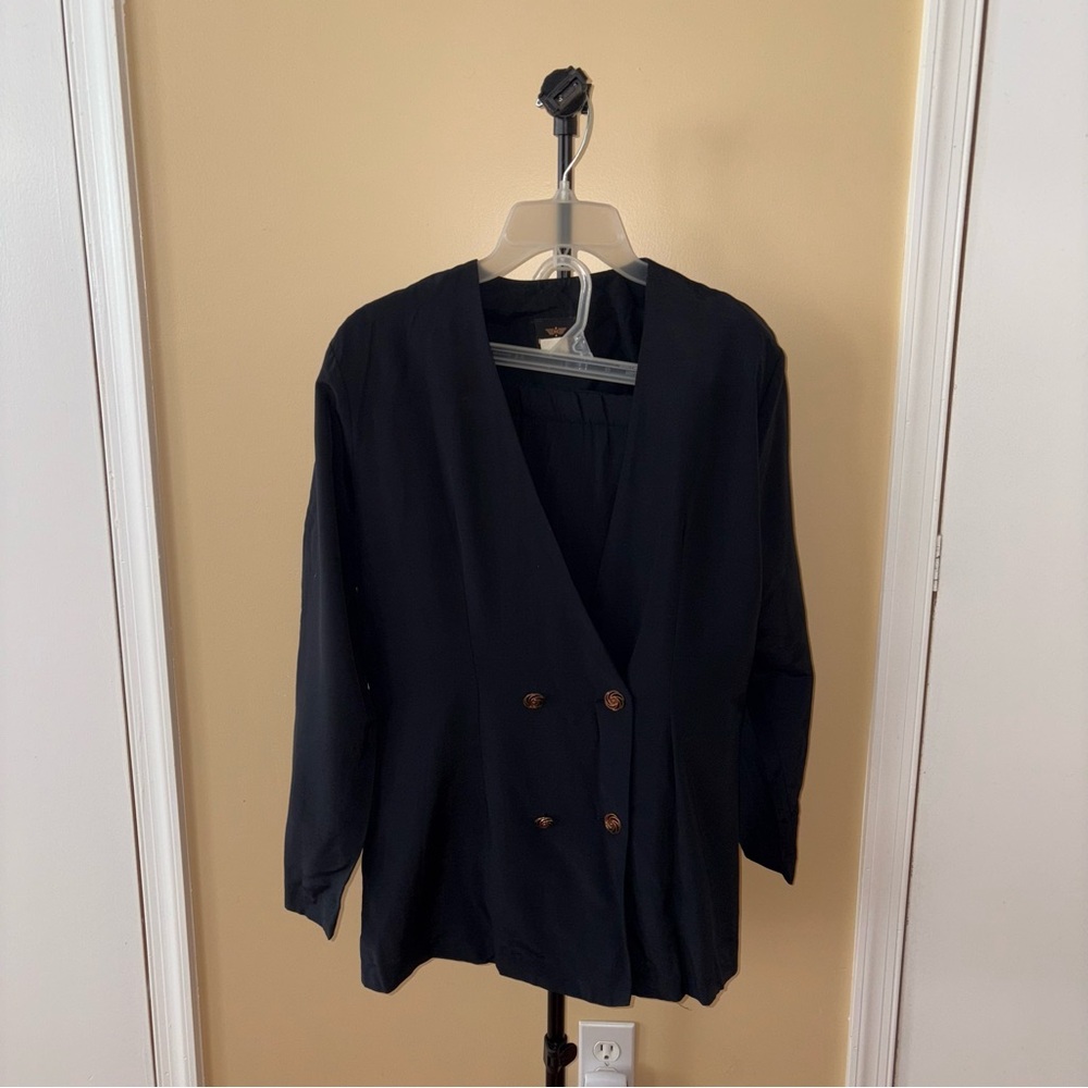 Body Zone Vintage Black Blazer & Skirt Two Piece Set - Picture 4 of 9